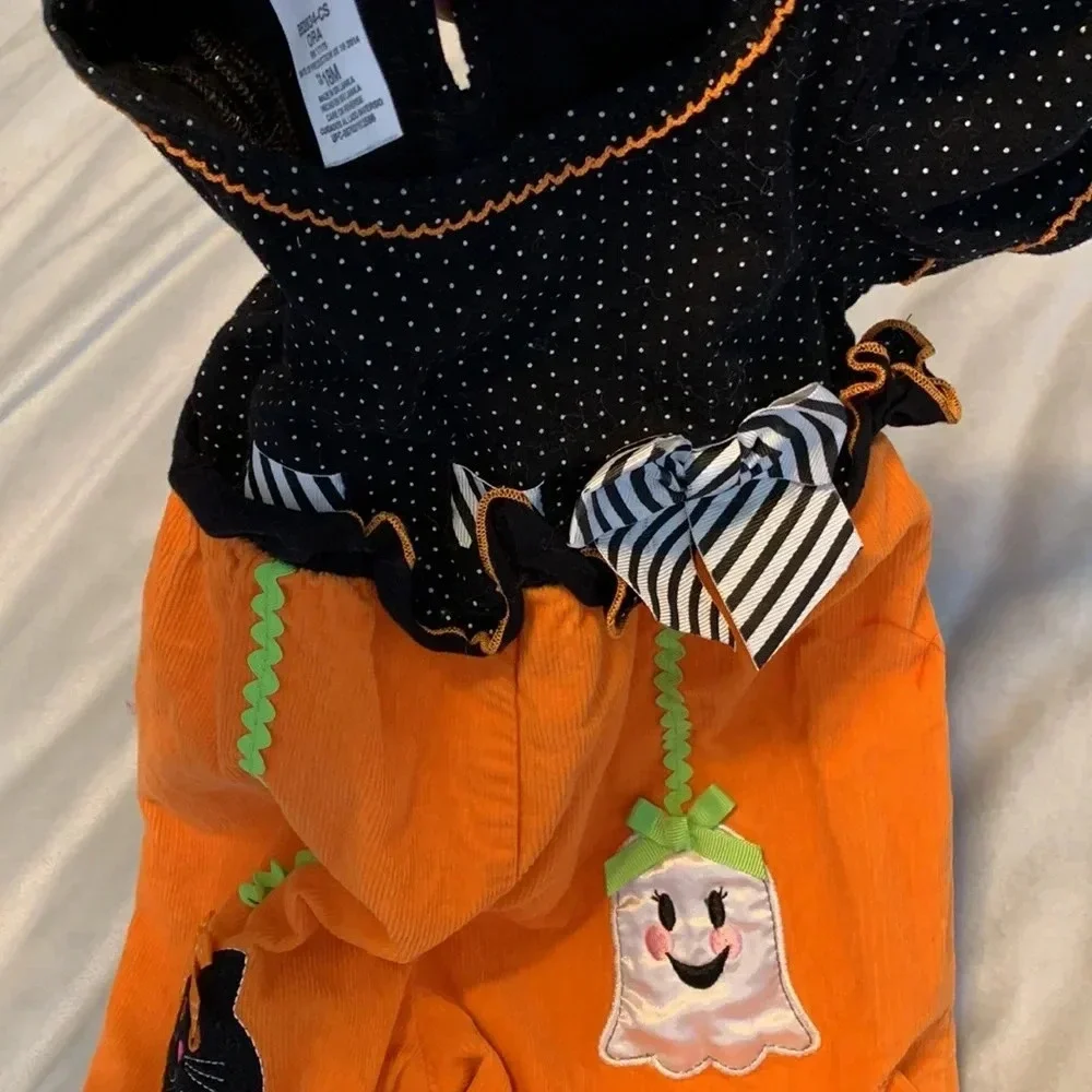 Halloween Bonnie Jean cat & Jack pumpkin cat & ghost rompers corduroy pumpkin 18